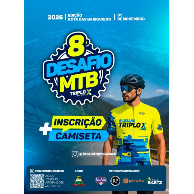 8º Desafio TRIPLO X de MTB - Combo INSCRIÇÃO + CAMISA AMARELA